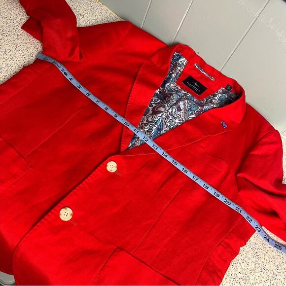 Taylorbyrd Signature Solid Red Linen Sport Coat Men’s Size 42R Summer Americana - Picture 7 of 9